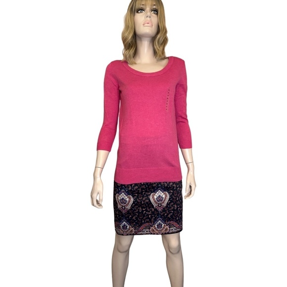 GAP Pullover Sweater Soft Cotton Rayon Blend Rose Fuchsia Bracelet Length Sleeve - Picture 4 of 14